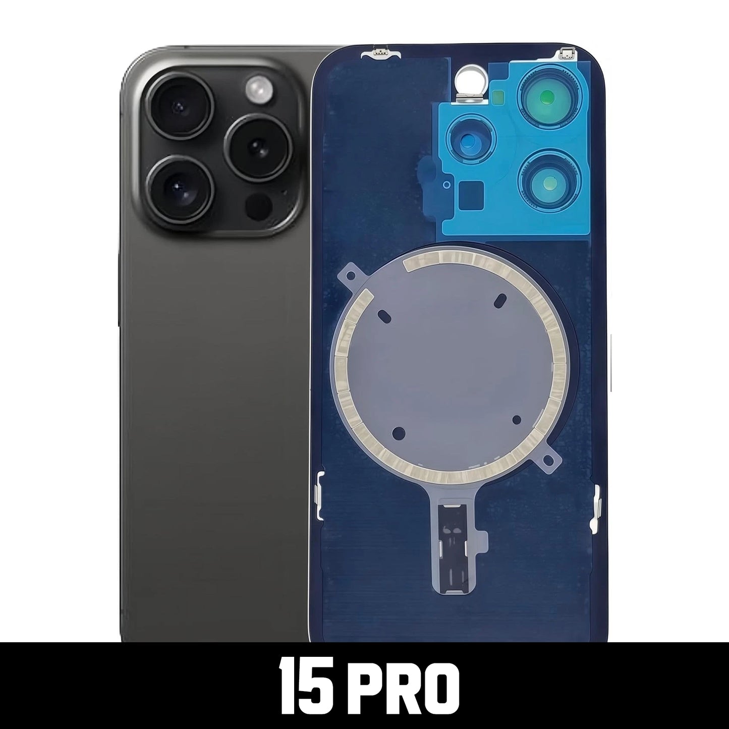 Back Glass W/MagSafe Magnet & Steel Plate for IPHONE 15 PRO  - After Market