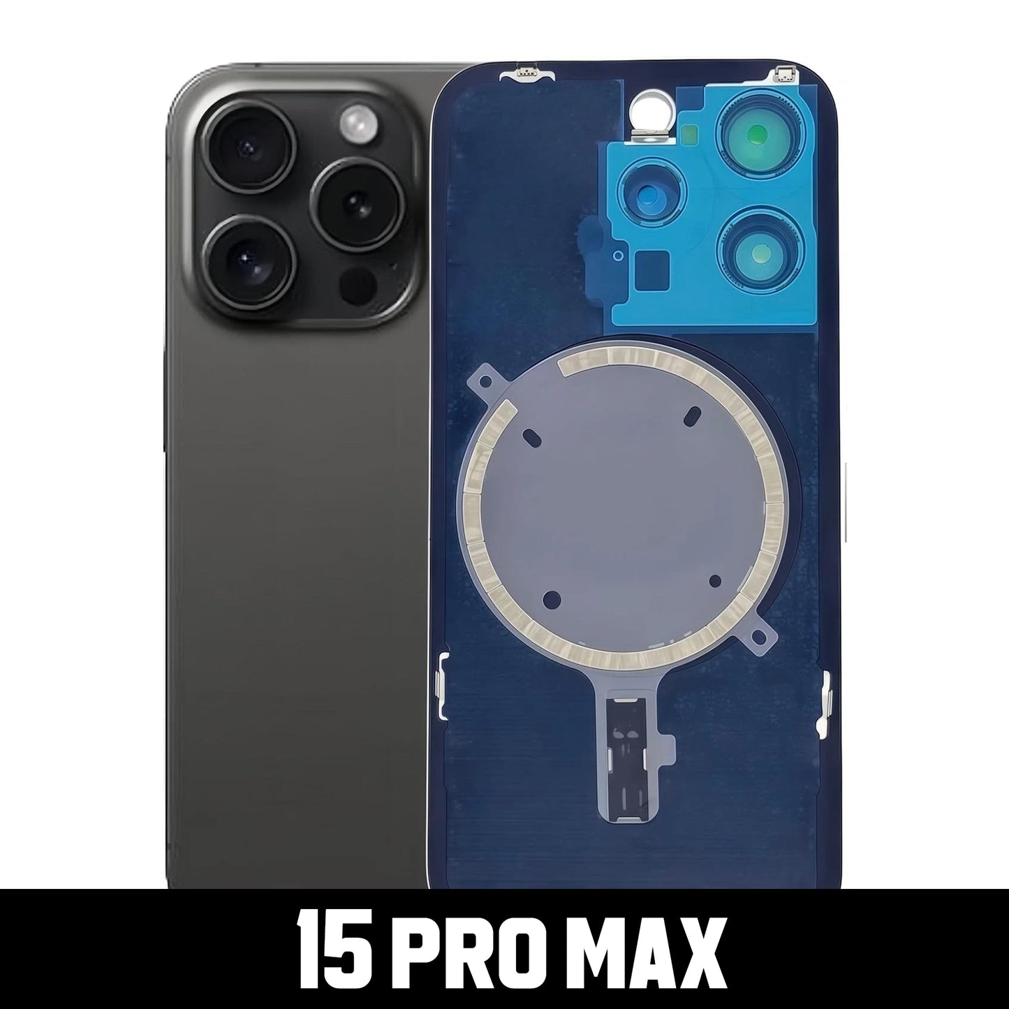 Back Glass W/MagSafe Magnet & Steel Plate for IPHONE 15 PRO MAX  - After Market